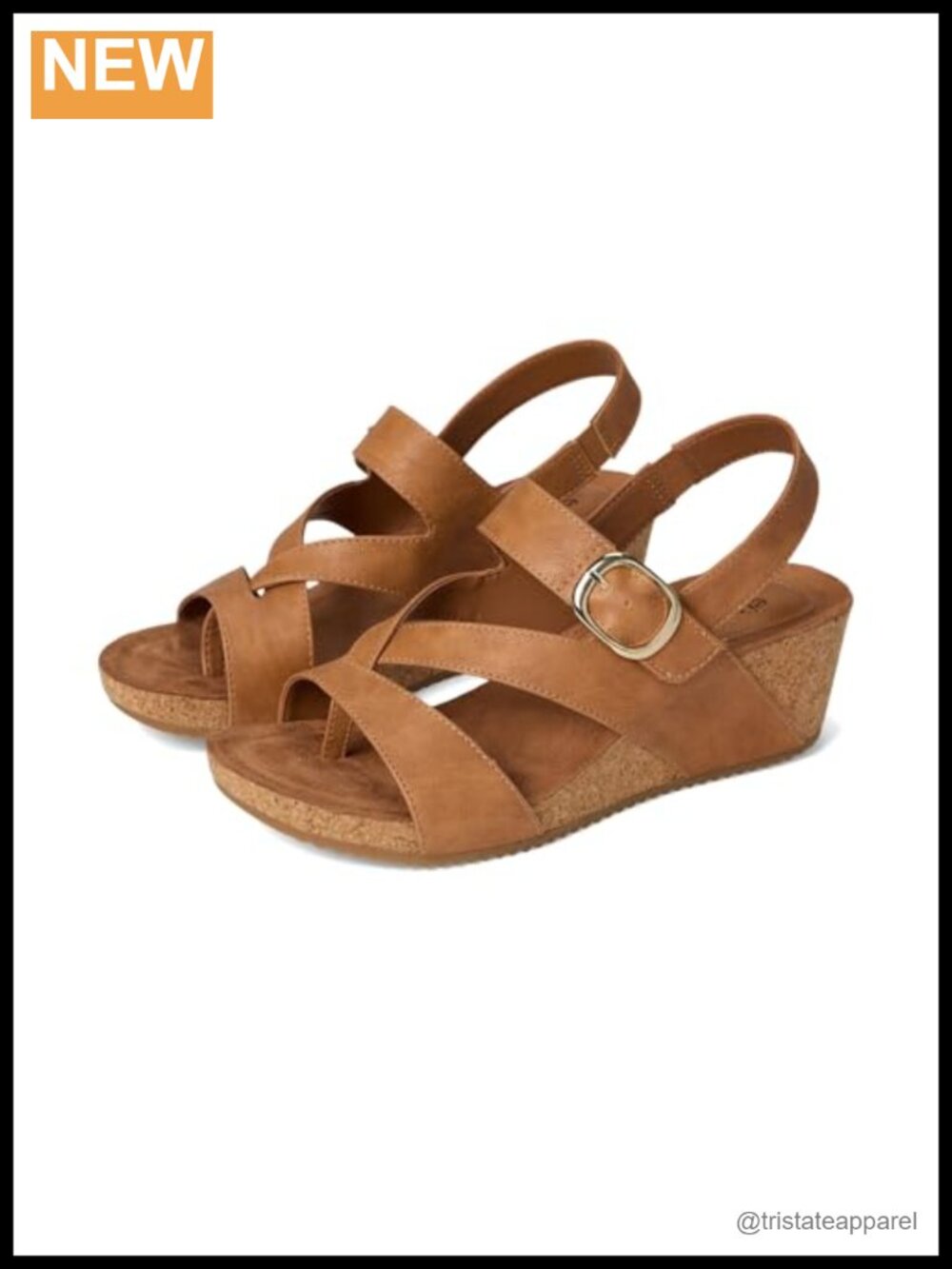 Faux Leather Wedge Sandal with Padded Microsuede Footbed